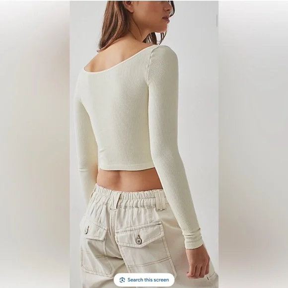 New Free People✨Meg Seamless Long Sleeve Cami Top- Ivory - Picture 5 of 5